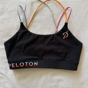 Peloton Black Sports Bra with Multi-Color Straps